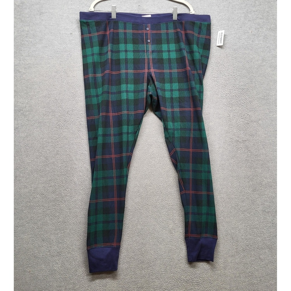 Old Navy Men Sleepwear 2XL Green Red Lounge Pants Plaid Pajama NWT
